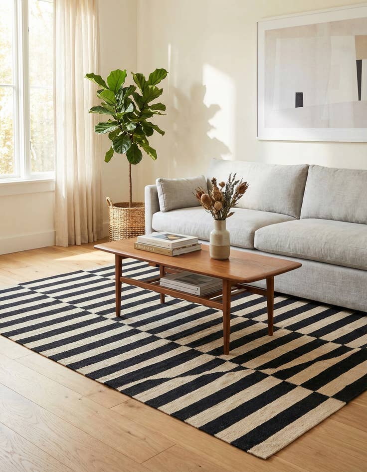 Detail image of 4' 3 x 5' 10  Hand Woven Kilim Modern Wool Rug