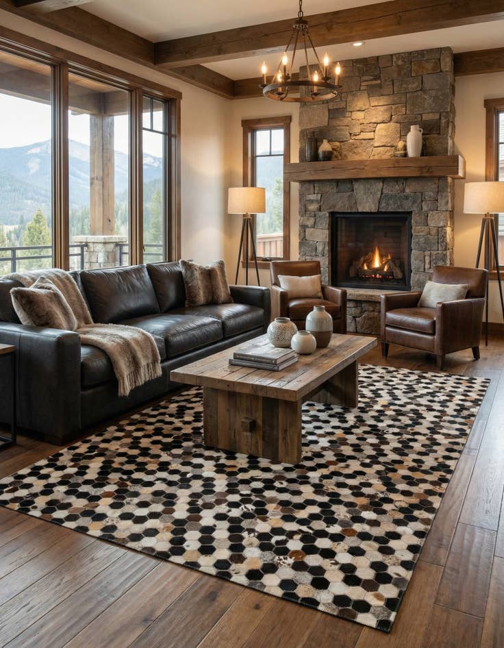 Detail image of  5' x 7' 11 Cowhide - Patchwork Rug