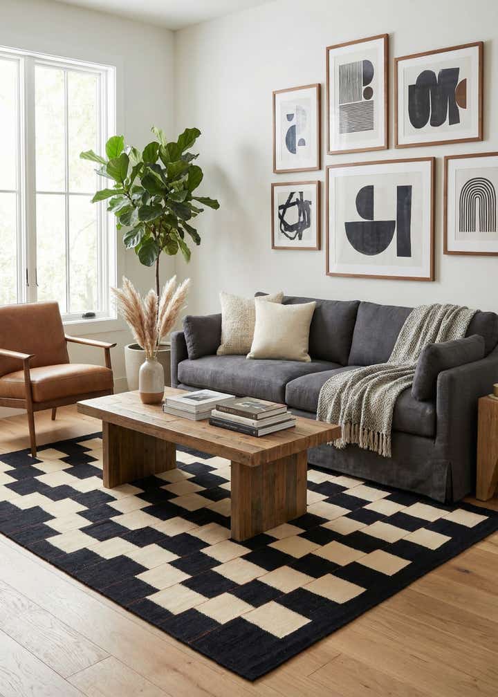 5' 2 x 6' 10 Hand Woven Kilim Modern Wool Rug