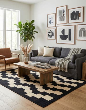 5' 2 x 6' 10 Hand Woven Kilim Modern Wool Rug