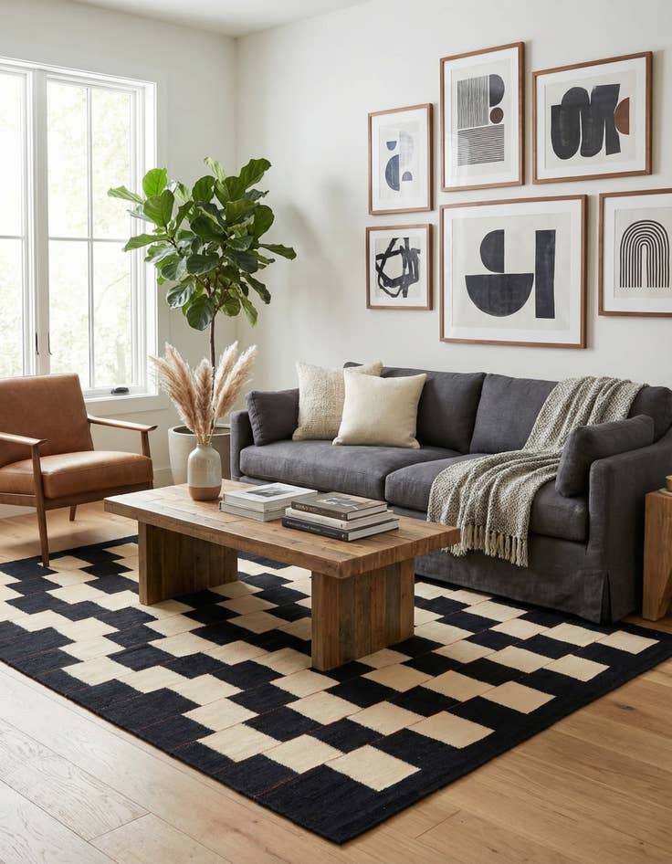 Detail image of 5' 2 x 6' 10  Hand Woven Kilim Modern Wool Rug