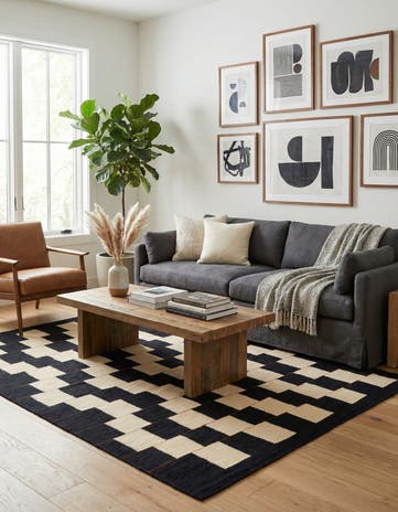 5' 2 x 6' 10 Hand Woven Kilim Modern Wool Rug