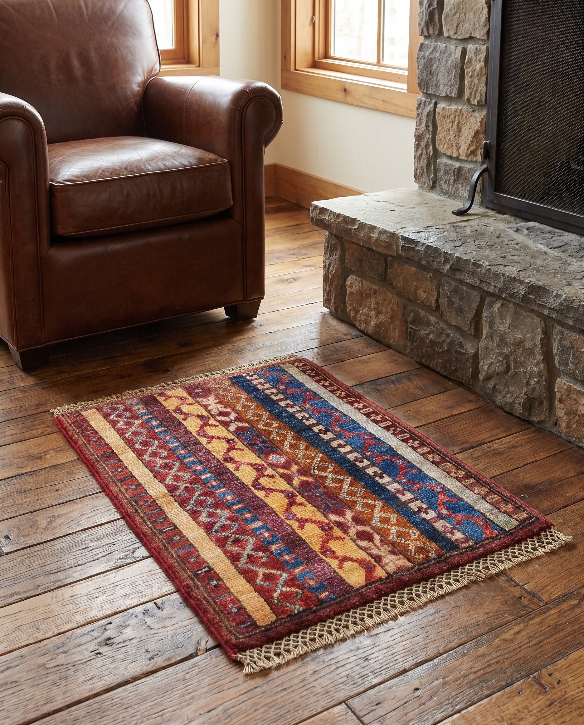 1' 4 x 2' Hand Knotted Ziegler Rug