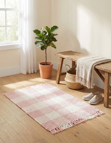 2' 2 x 3' Easy-Clean Eco Plaid Washable Indoor / Outdoor Rug