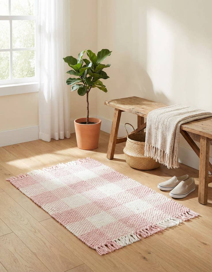 Detail image of 2' 2 x 3' Eco Plaid   Washable Indoor / Outdoor Rug