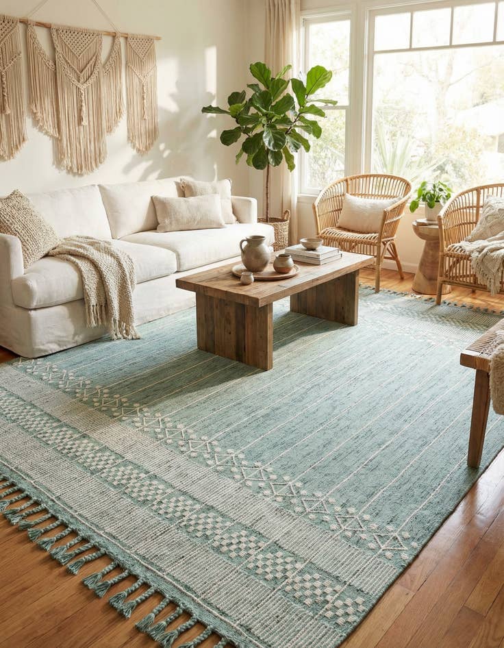 Detail image of 9' x 12'  Washable Eco Bohemian Indoor / Outdoor Rug