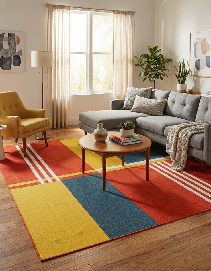 Detail image of  10' x 10'  Washable Modern Indoor / Outdoor Square Rug