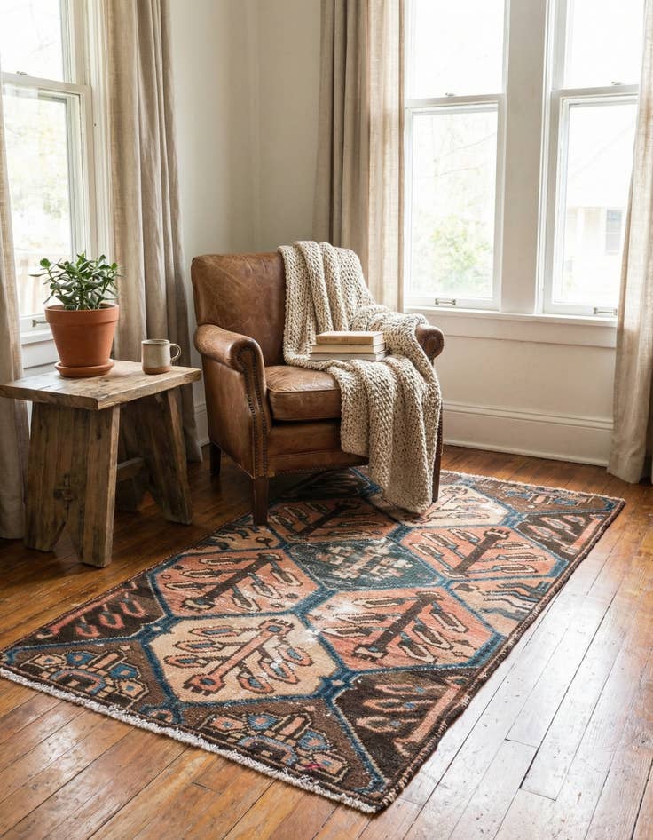 Detail image of 2' 6 x 4' 6  Hand Knotted Ultra Vintage Persian Wool Rug