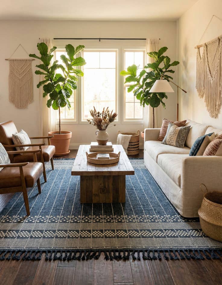 Detail image of 9' x 12'  Washable Eco Bohemian Indoor / Outdoor Rug