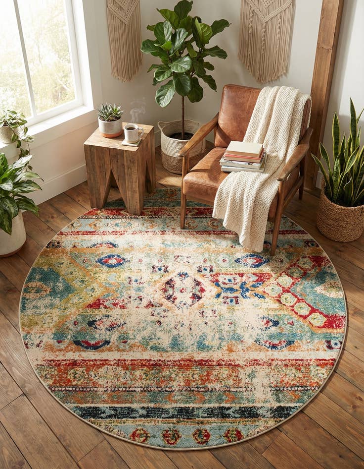 Detail image of  6' x 6'  Washable Mesa Round Rug