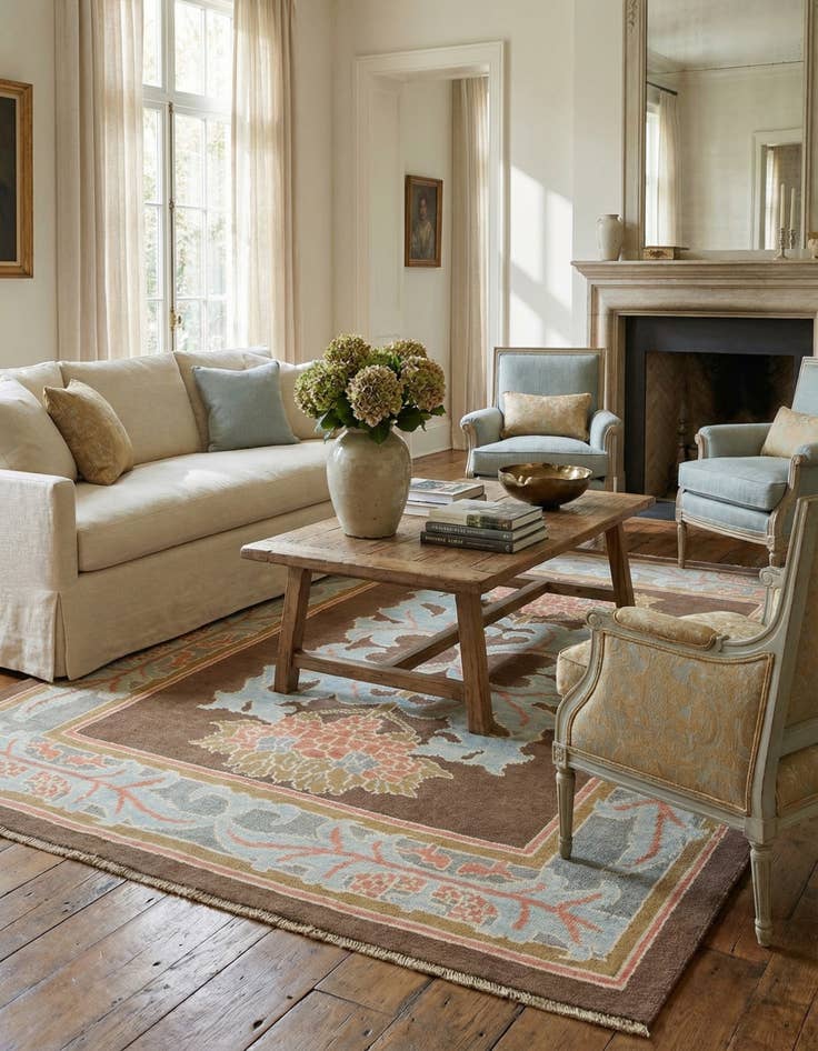 Detail image of 6' 4 x 8' 6  Hand Knotted Oushak Wool Rug