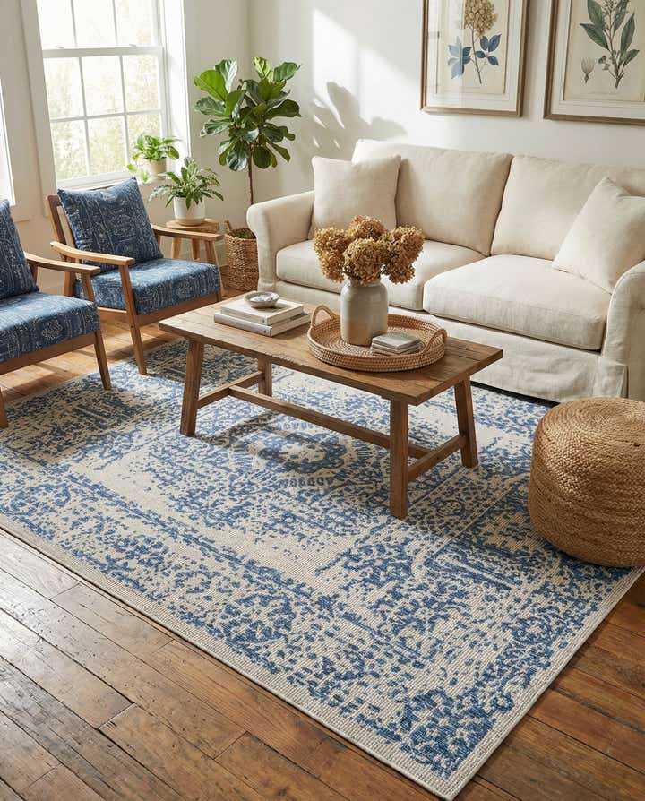 7' 10 x 11' Easy-Clean Traditional Indoor / Outdoor Rug