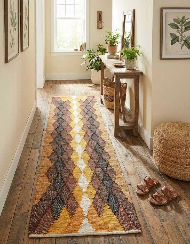 Detail image of 2' 7 x 10'  Hand Braided Chindi Cotton Runner Rug