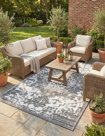 Gray Easy-Clean Vista Breeze Indoor / Outdoor Rug