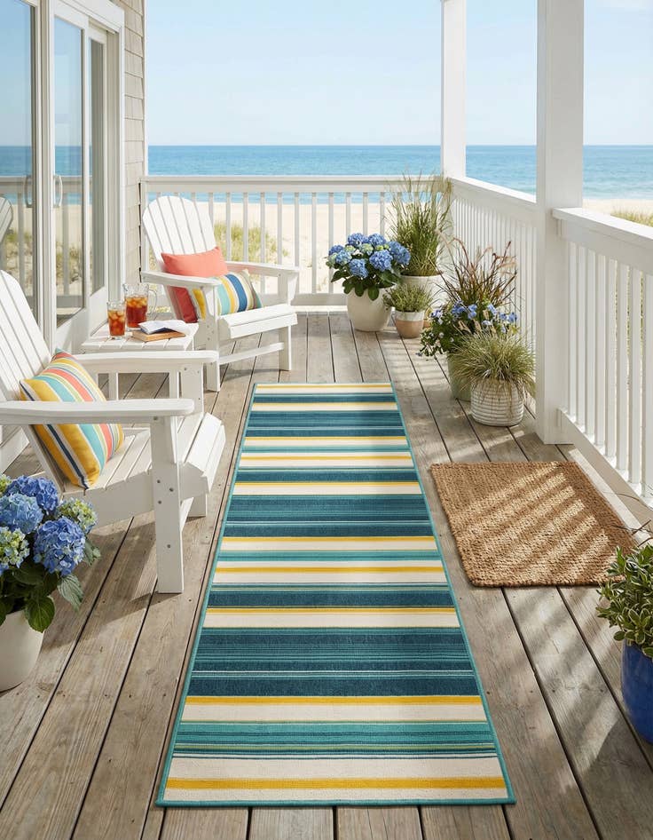 Detail image of 2' 7 x 12' Easy-Clean Border Indoor / Outdoor Runner Rug