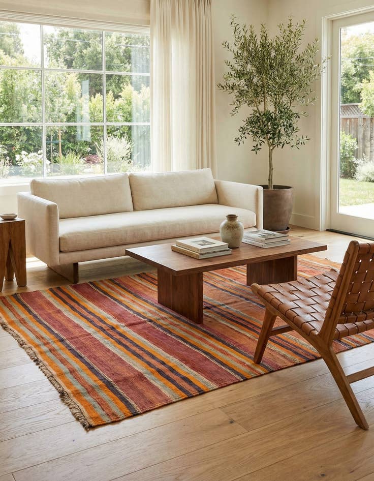 Detail image of  4' 5 x 7' 7  Hand Woven Kilim Modern Wool Rug