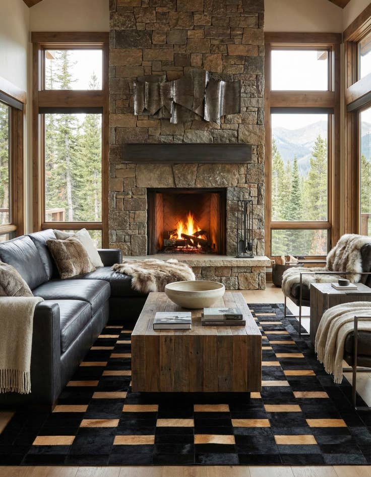 Detail image of  5' 1 x 7' 11 Cowhide - Patchwork Rug