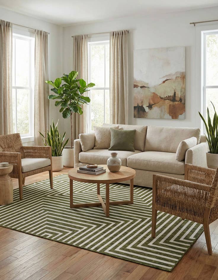 Detail image of 5' 3 x 7'  Washable Modern Indoor / Outdoor Rug