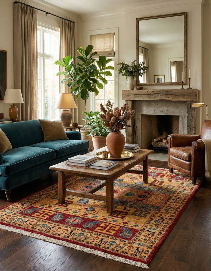 Detail image of  5' 1 x 6' 10  Hand Knotted Ziegler Wool Rug