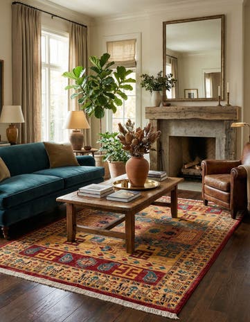 5' 1 x 6' 10 Hand Knotted Ziegler Wool Rug