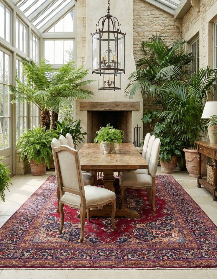 Detail image of  9' 9 x 13'  Hand Knotted Birjand Persian Wool Rug