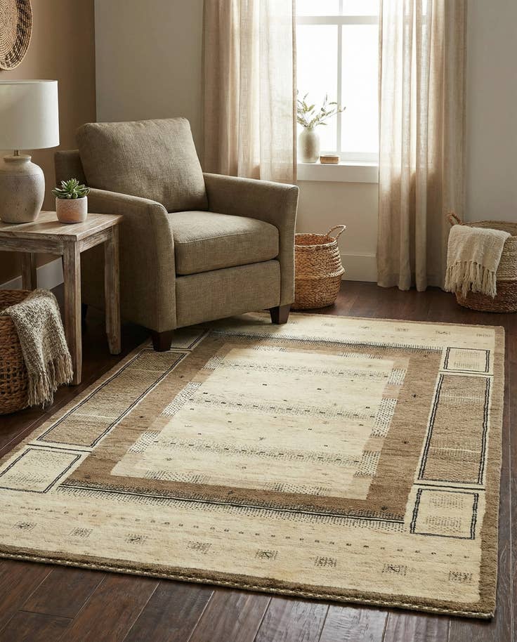 Detail image of 3' 10 x 6' 2 Hand Knotted Kashkuli Gabbeh Wool Rug