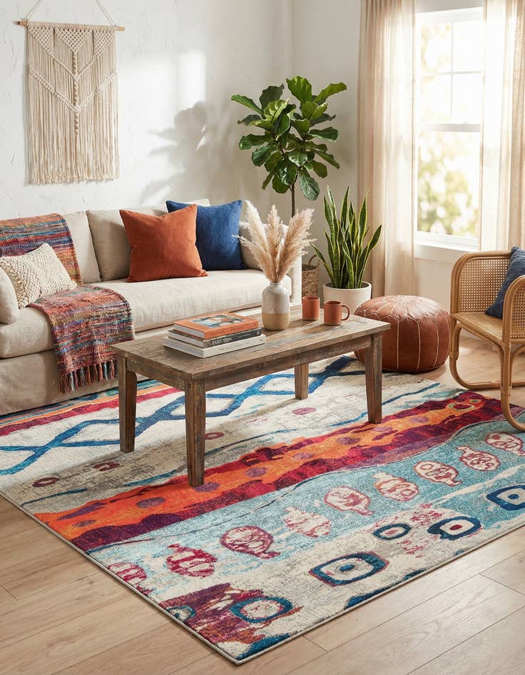 Detail image of  7' 10 x 7' 10  Washable Vivid Square Rug