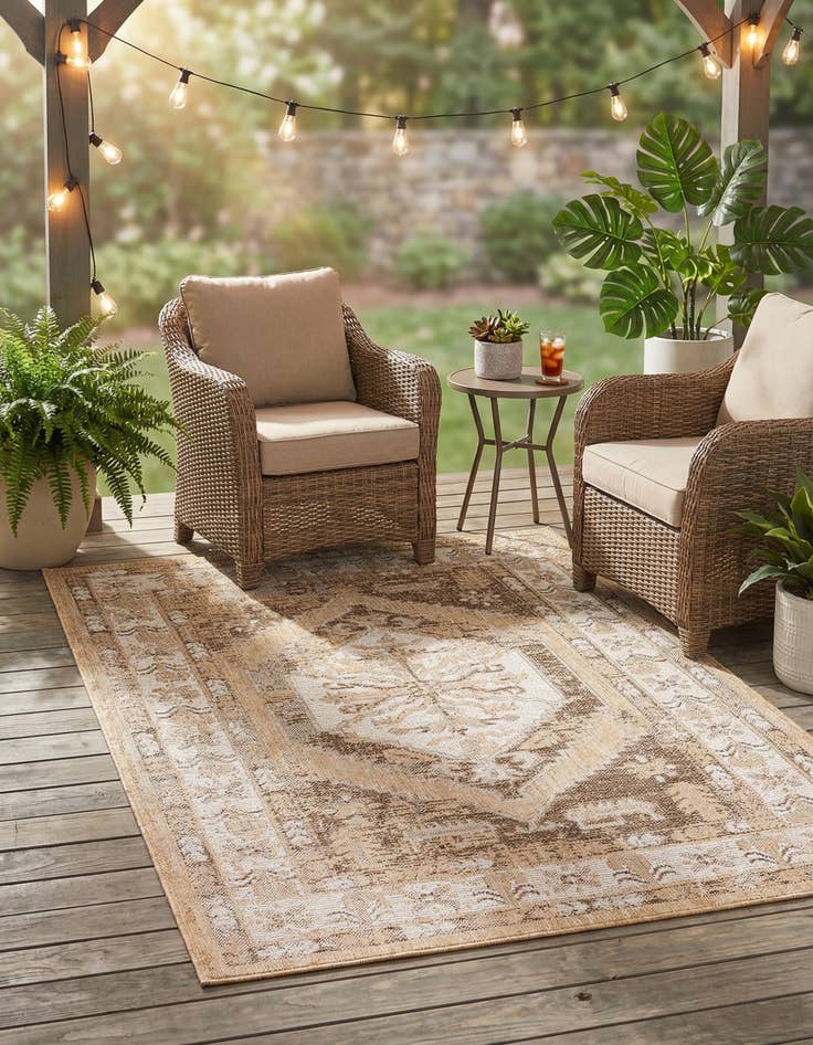 Detail image of  4' x 6'  Washable Traditional Indoor / Outdoor Rug