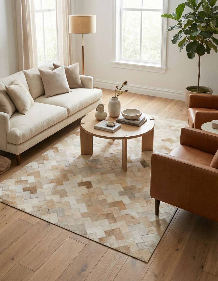 Detail image of 4' 1 x 6' Cowhide Stocks Rug