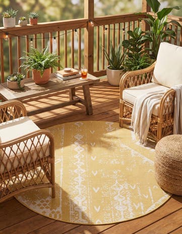 6' x 6' Easy-Clean Bohemian Indoor / Outdoor Round Rug