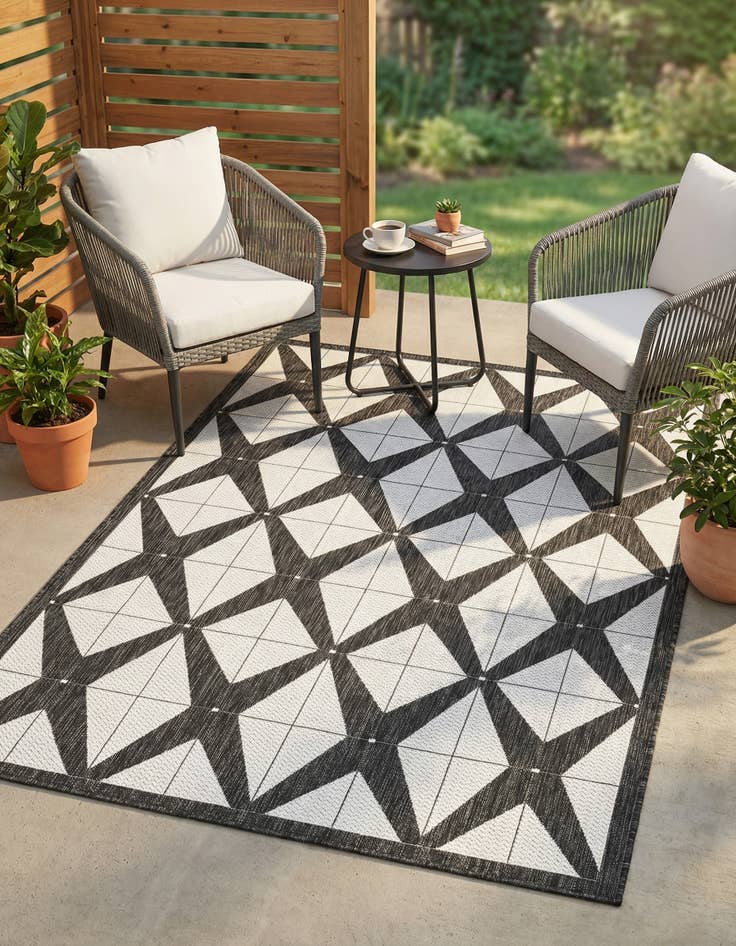 Detail image of 5' 3 x 8'  Washable Modern Indoor / Outdoor Rug
