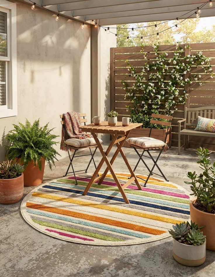Detail image of 3' 3 x 3' 3  Washable Aruba Indoor / Outdoor Round Rug