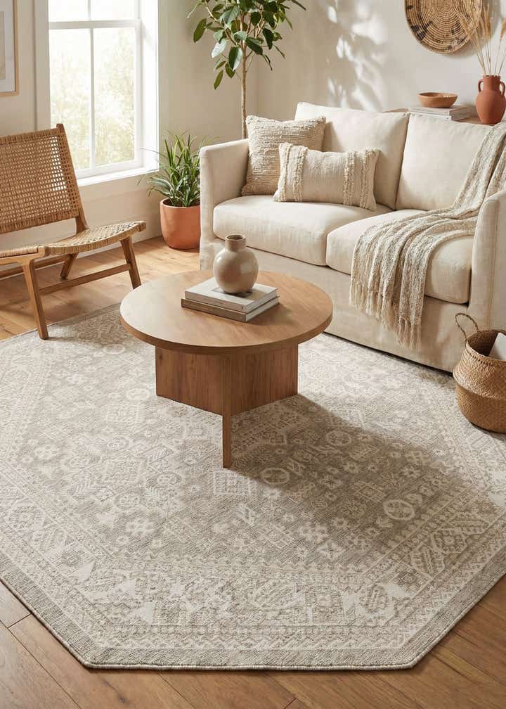 7' 10 x 7' 10 Easy-Clean Aztec Indoor / Outdoor Octagon Rug