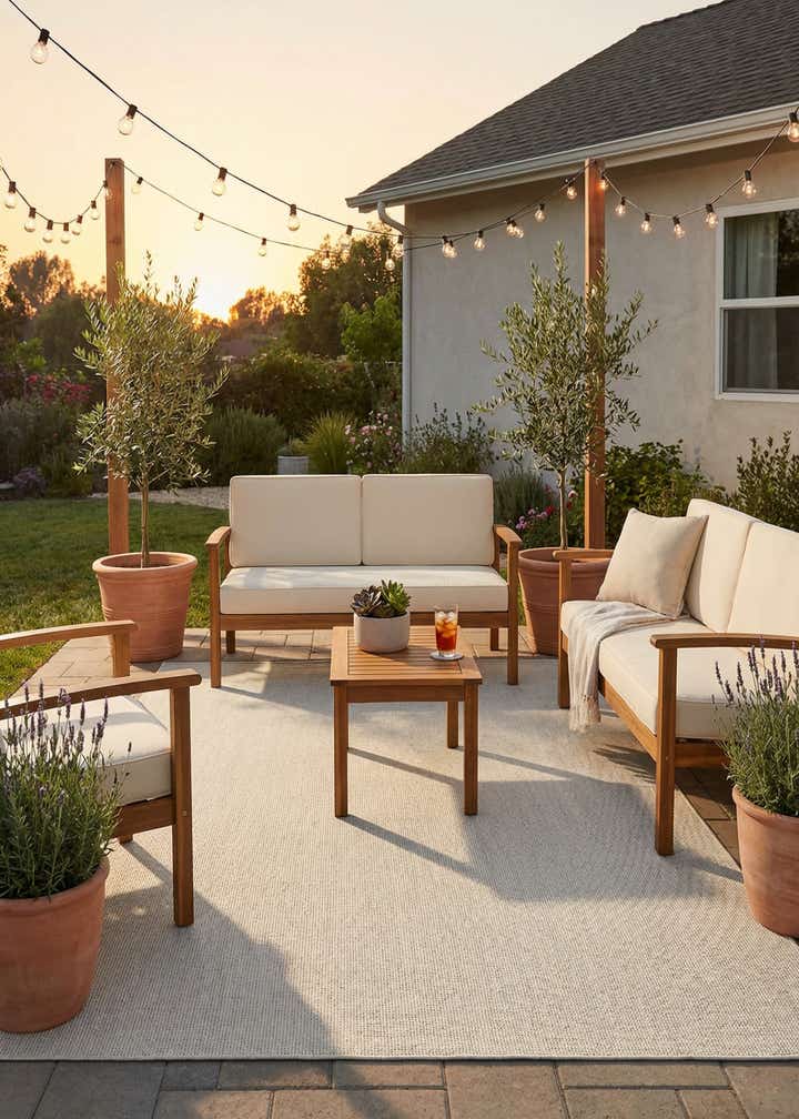 6' 1 x 9' Easy-Clean Solid Indoor / Outdoor Rug