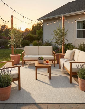 6' 1 x 9' Easy-Clean Solid Indoor / Outdoor Rug