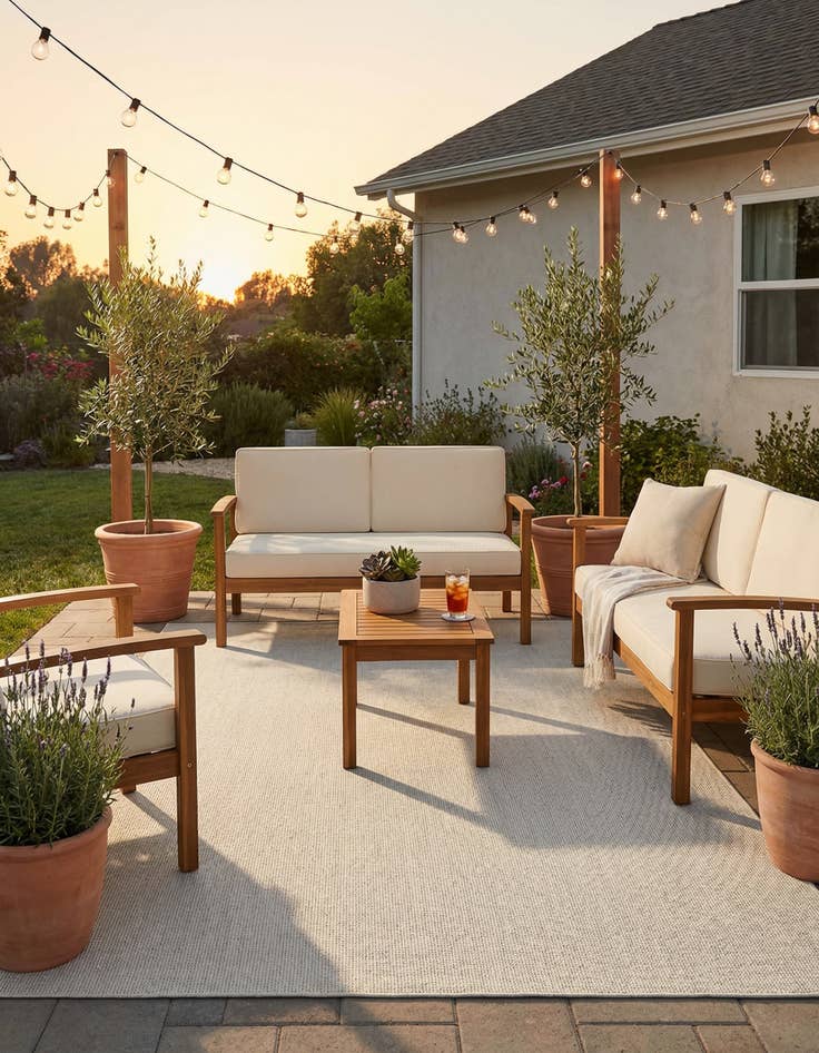 Detail image of 6' 1 x 9' Easy-Clean Solid Indoor / Outdoor Rug