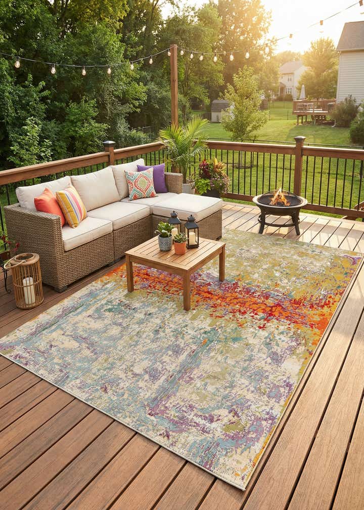 10' x 13' Easy-Clean Modern Indoor / Outdoor Rug