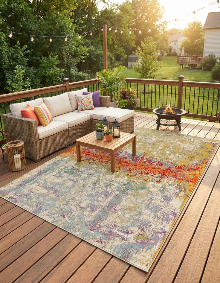Detail image of 10' x 13'  Washable Modern Indoor / Outdoor Rug