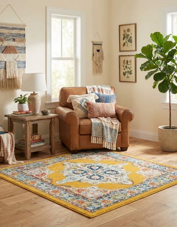 Yellow Parker Square Rug