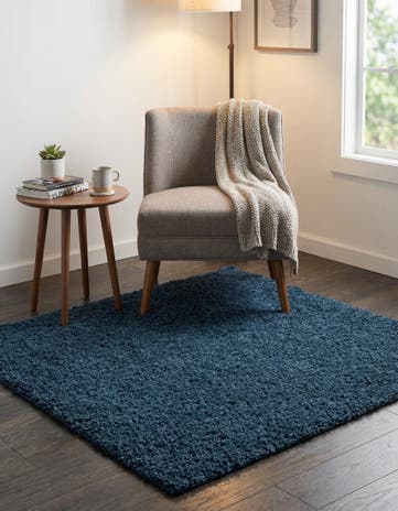 Navy Blue Everyday Shag Square Rug