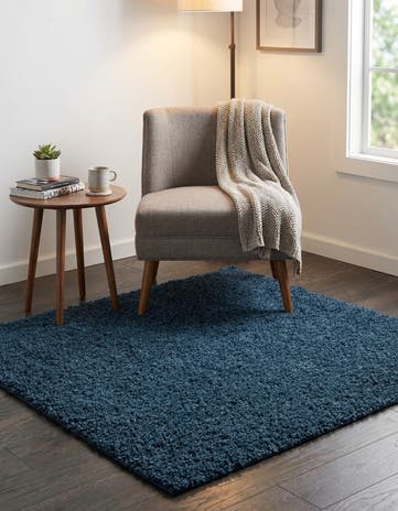Navy Blue Everyday Shag Square Rug