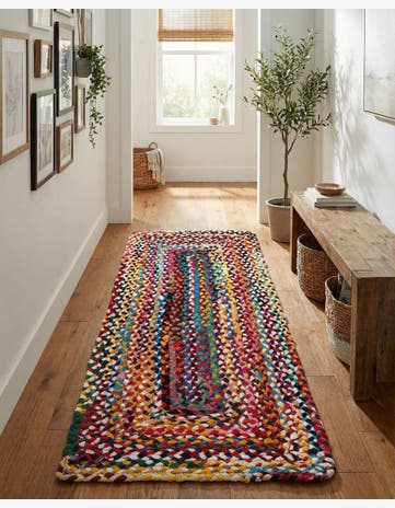2' x 5' 1 Handmade Braided Chindi Runner Rug