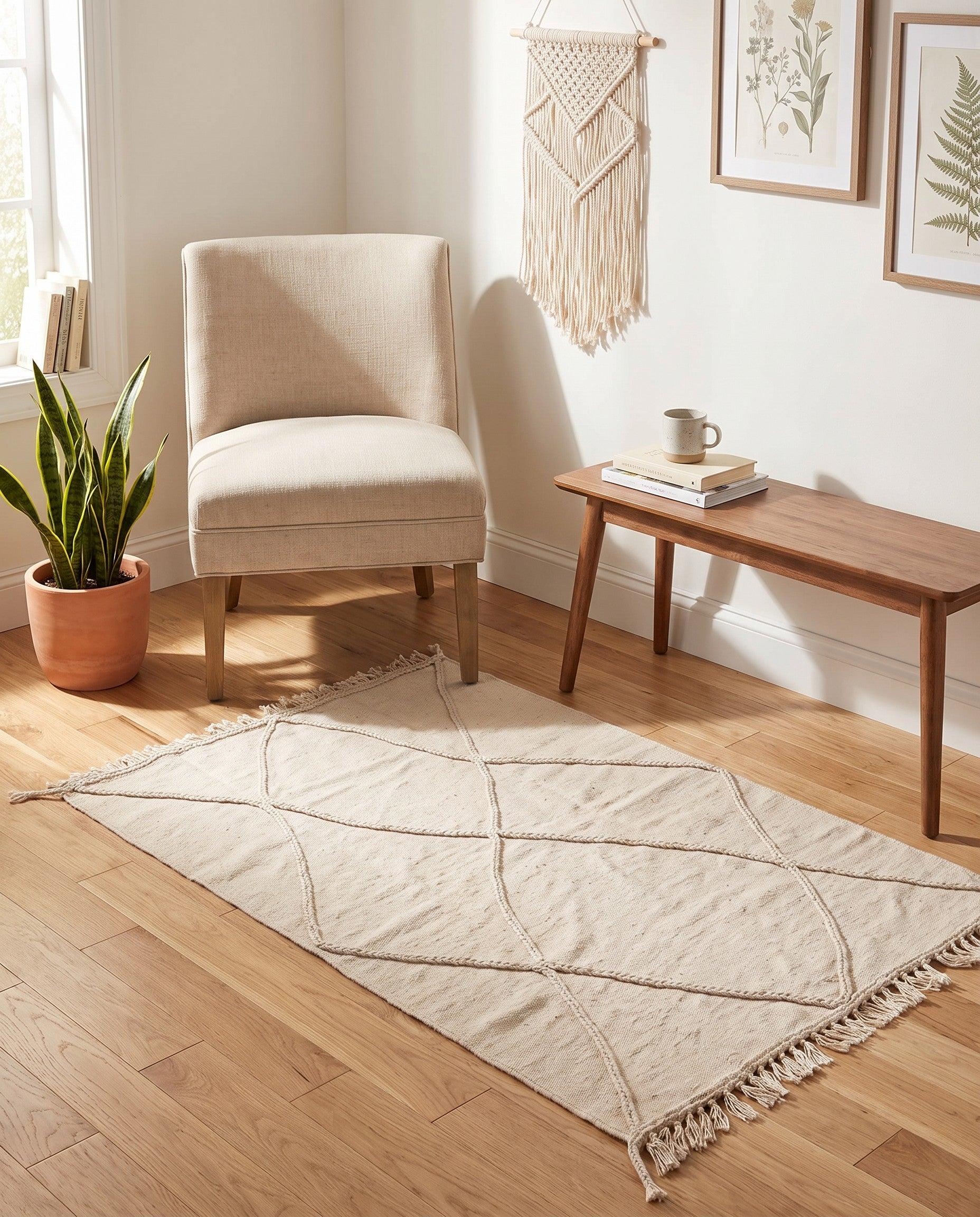 3' 4 x 5' 2 Hand Knotted Moroccan Wool Rug