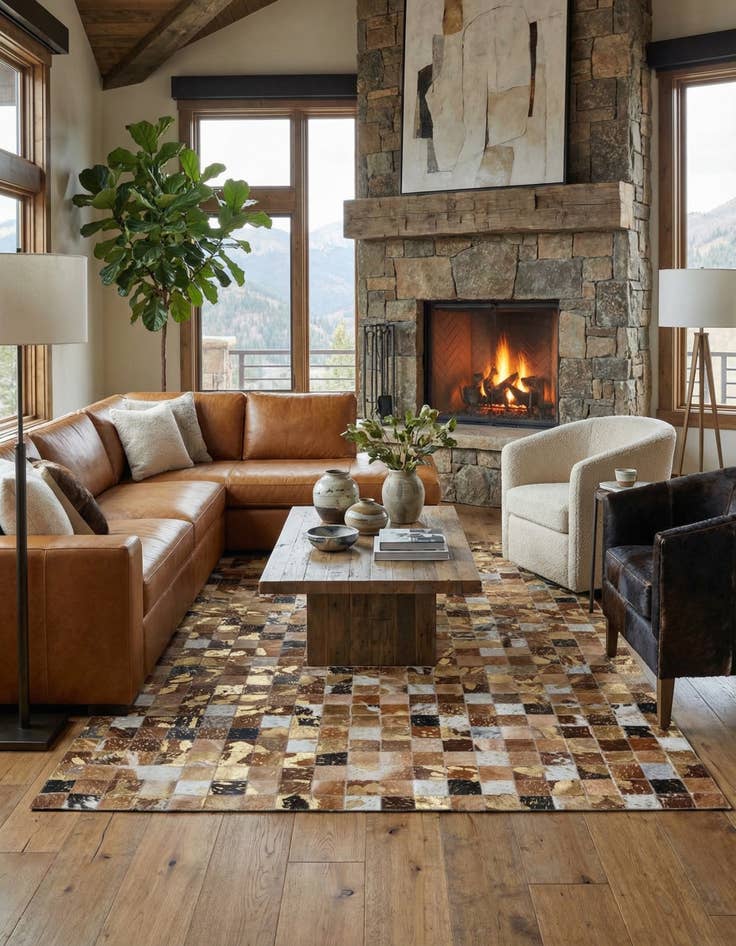 Detail image of  5' x 8' Cowhide Leather Rug