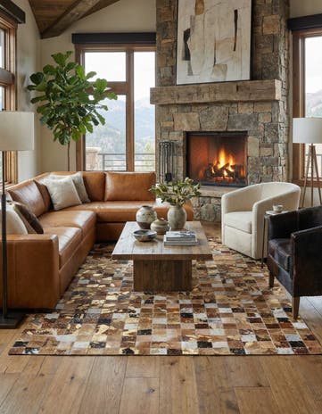 5' x 8' Cowhide Leather Rug