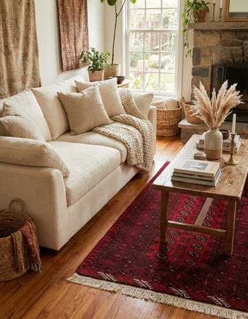 3' 3 x 6' 3 Hand Knotted Afghan Akhche Wool Rug