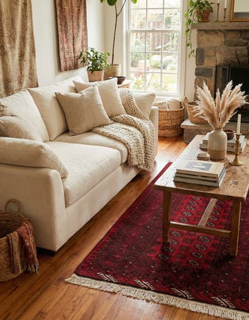 3' 3 x 6' 3 Hand Knotted Afghan Akhche Wool Rug