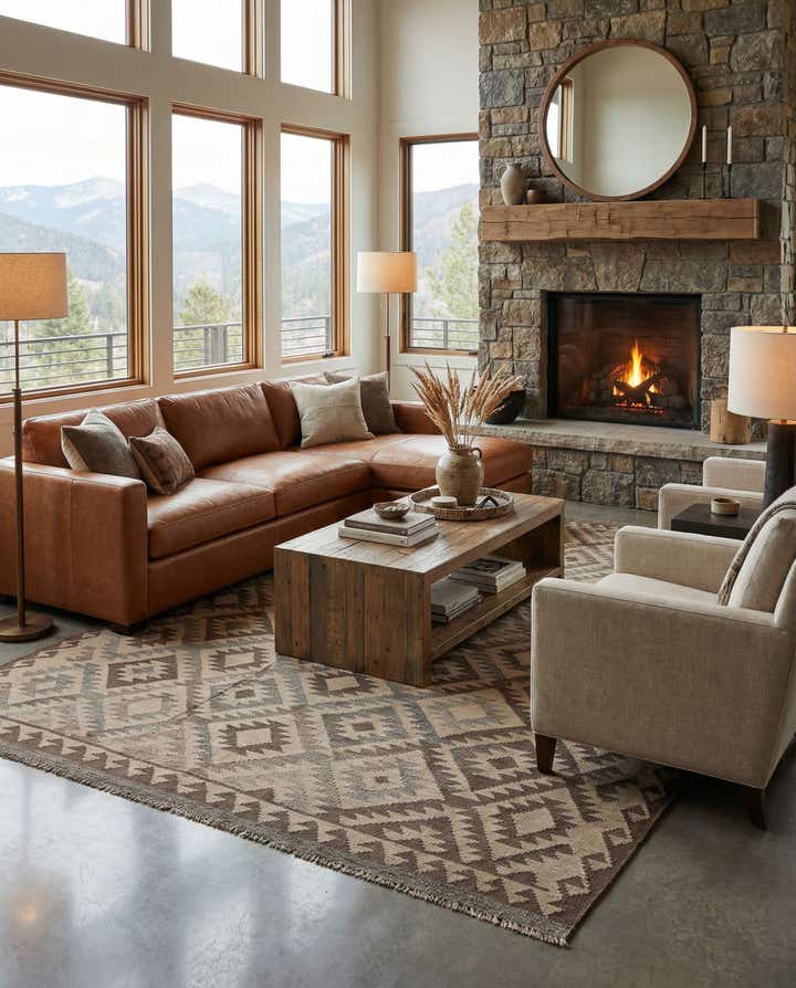 6' 5 x 9' 9 Hand Woven Kilim Maymana Wool Rug