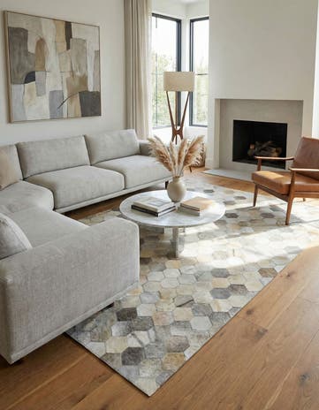 5' 2 x 7' 9 Cowhide Leather Rug