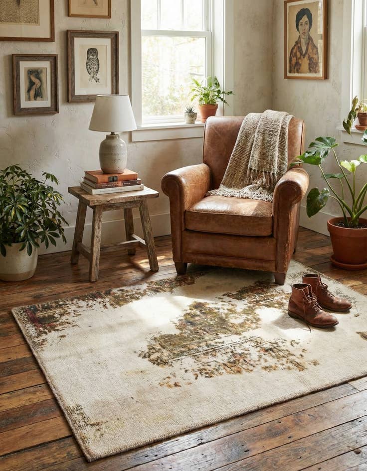 Detail image of 3' x 4'  Hand Knotted Ultra Vintage Persian Wool Rug